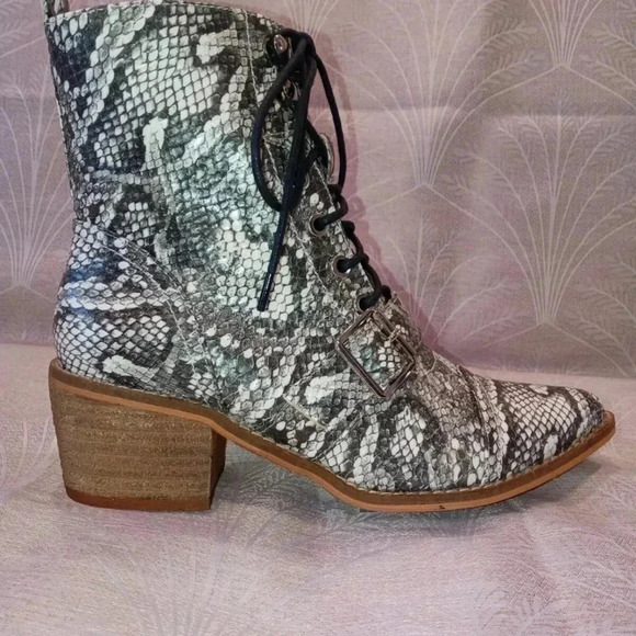 Vintage Havana Women Western Roper Ankle Boots Snakeskin Lace Up Pointy … - Picture 2 of 9